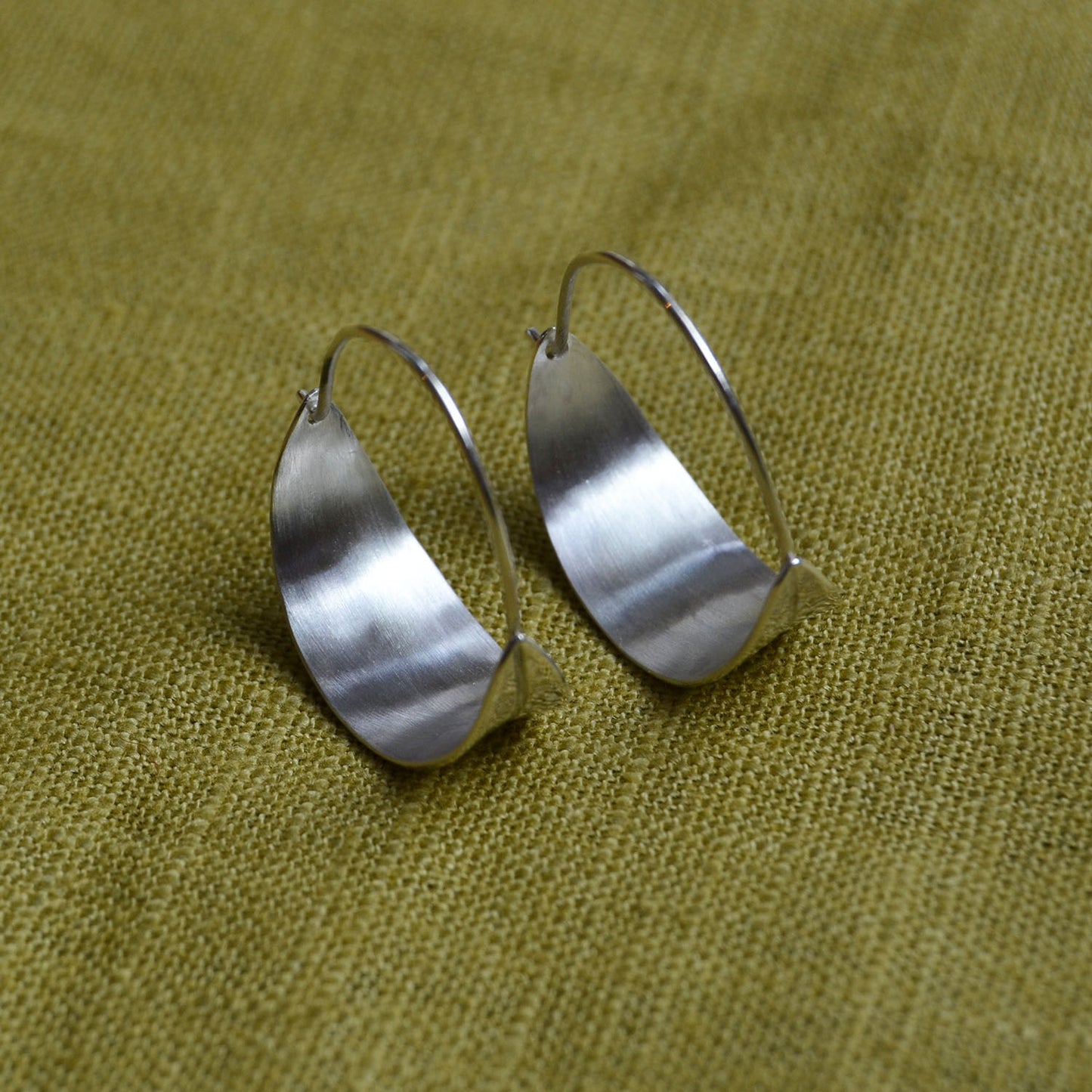 Textured Silver Leaf Hoops