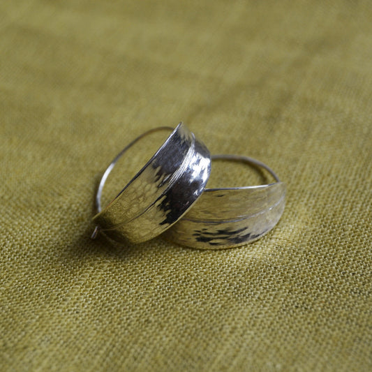 Textured Silver Leaf Hoops