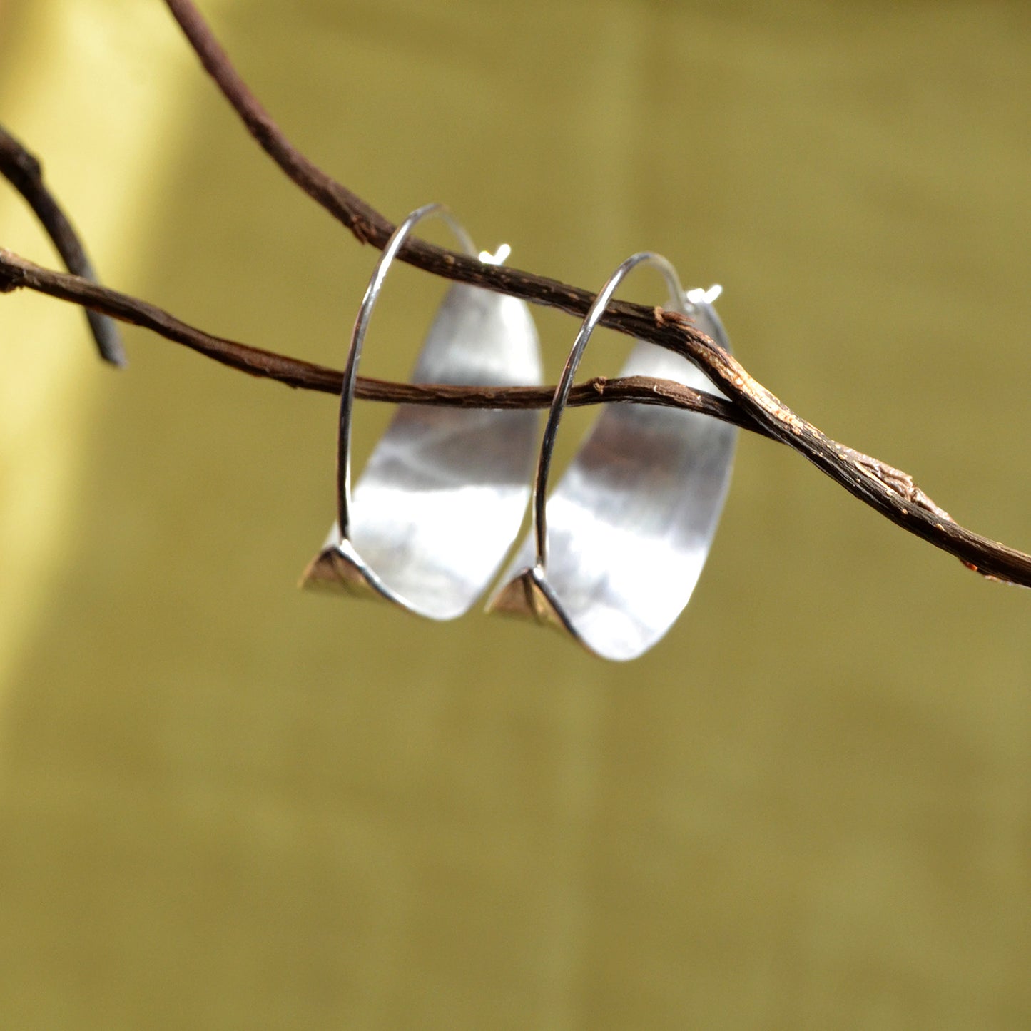 Textured Silver Leaf Hoops