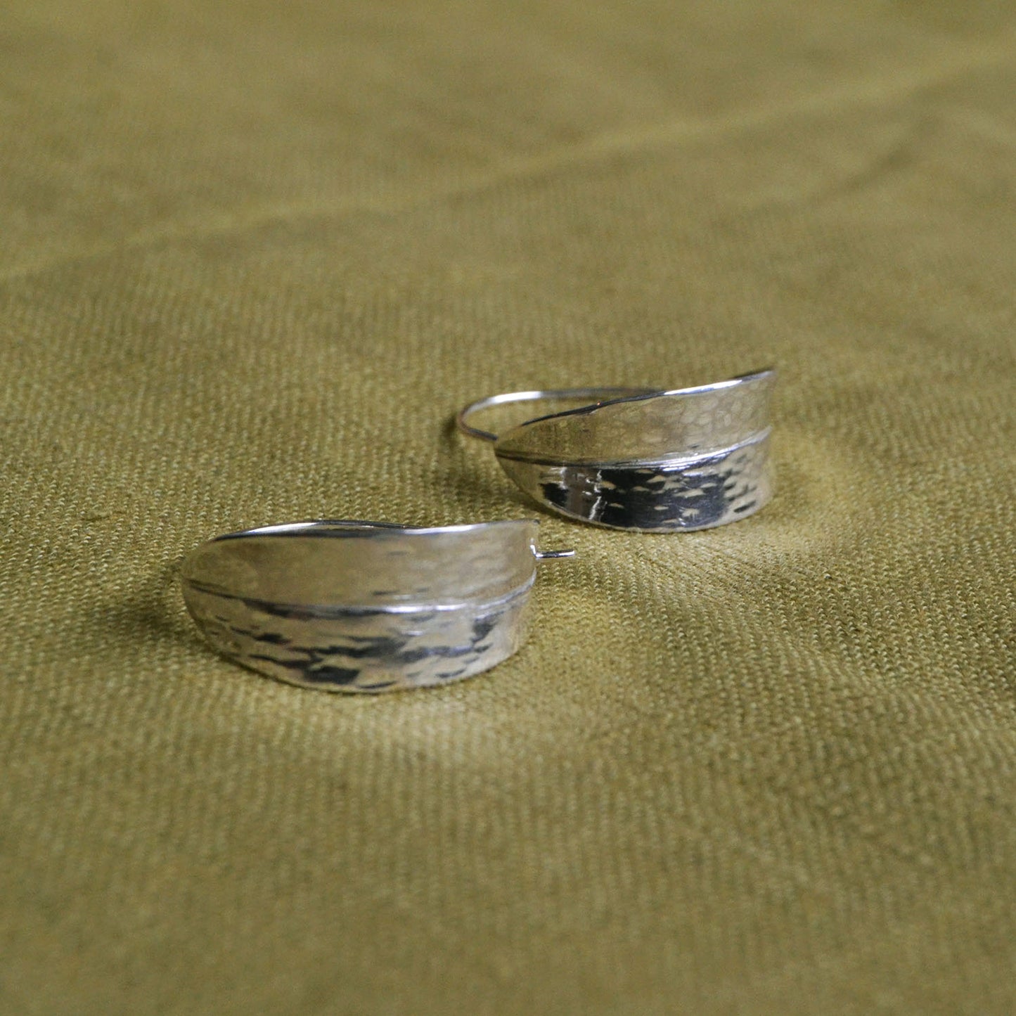 Textured Silver Leaf Hoops