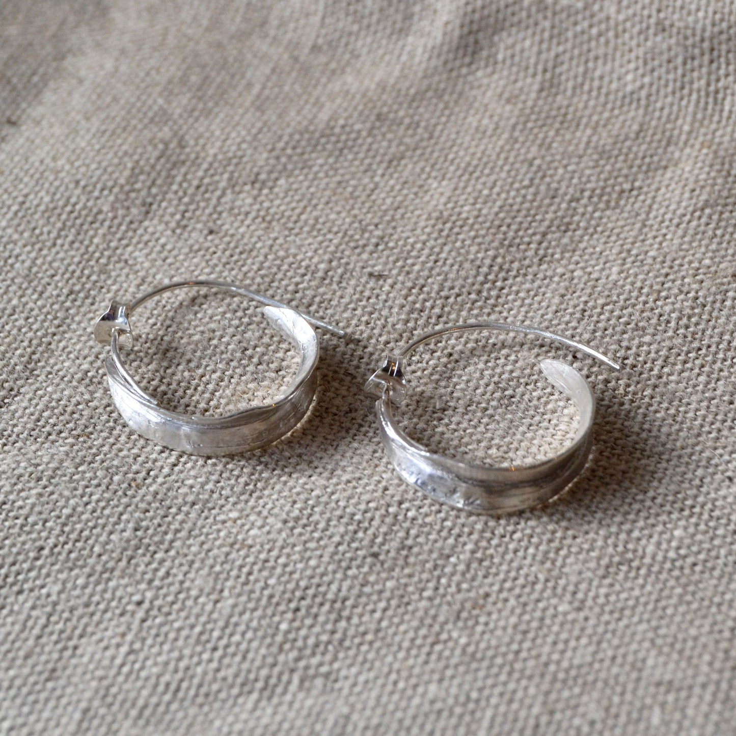 Curling Silver Leaf Hoops