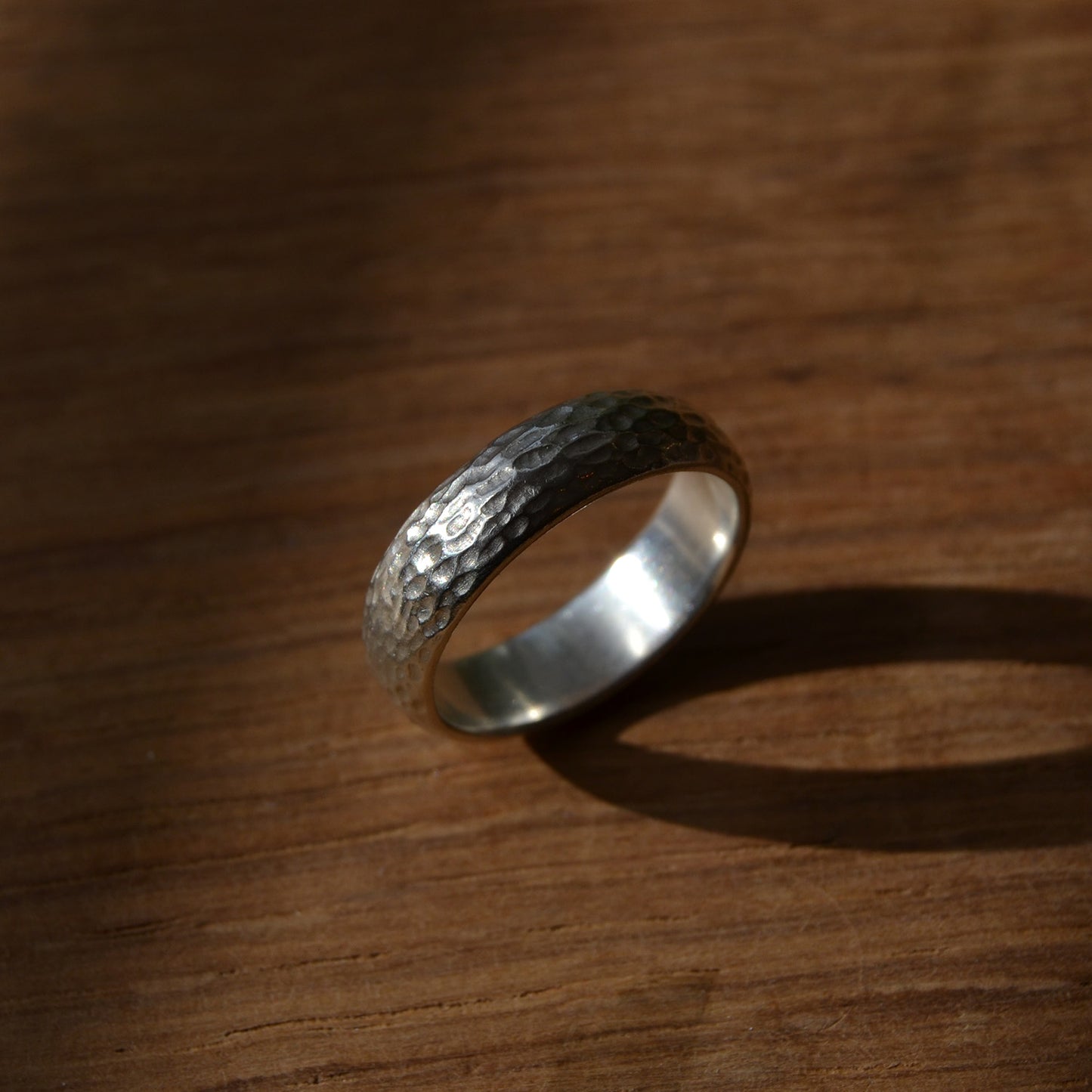 Bark Textured Silver Ring Band