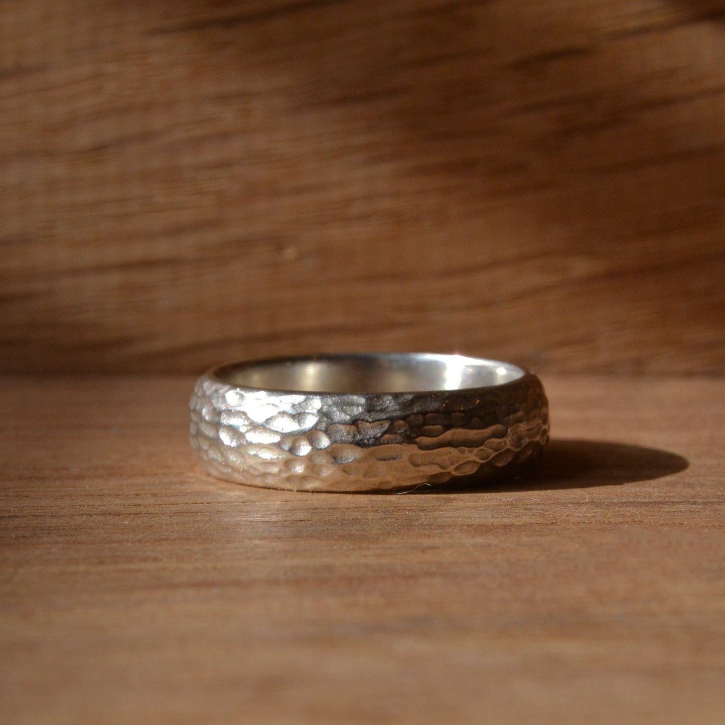Bark Textured Silver Ring Band