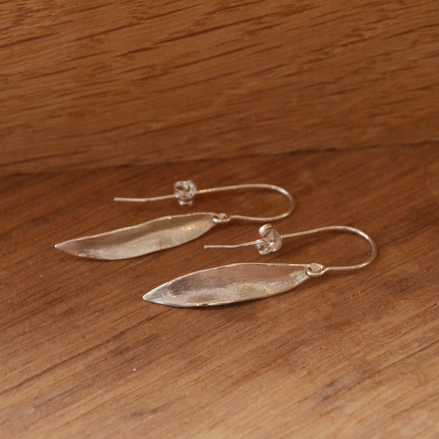 Silver Willow Leaf Earrings, Short