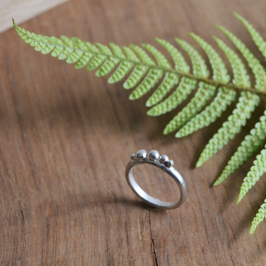 Silver 'Pebbles' Ring, Size N