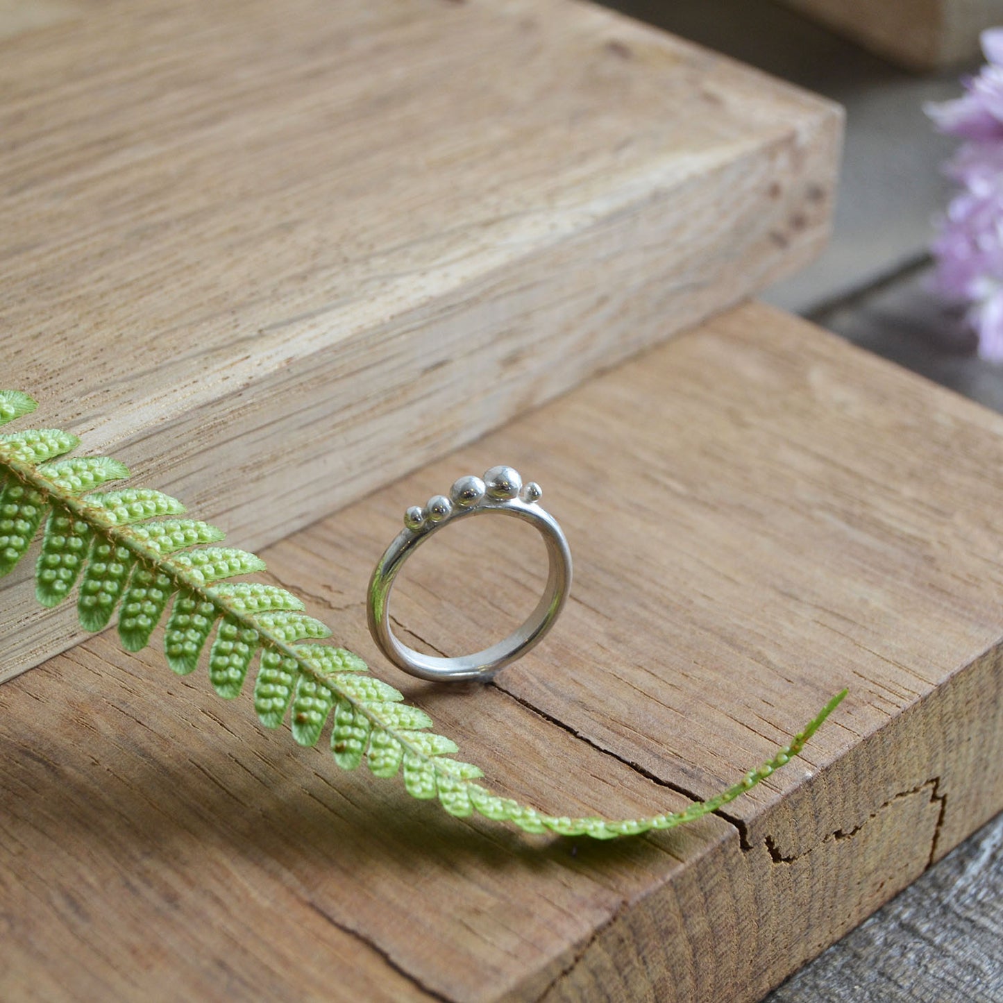 Silver 'Pebbles' Ring, Size N