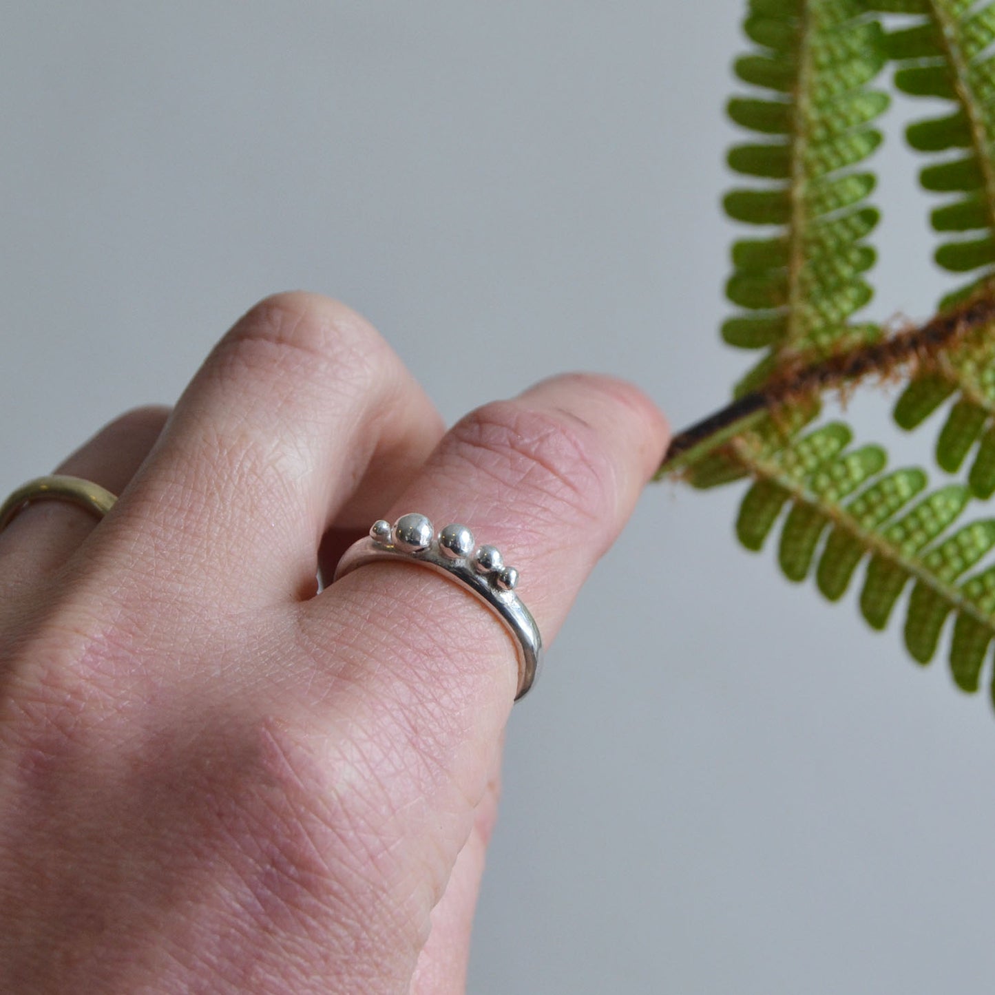 Silver 'Pebbles' Ring, Size N