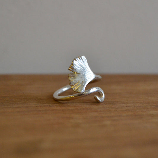 Silver Ginkgo Wrap Ring
