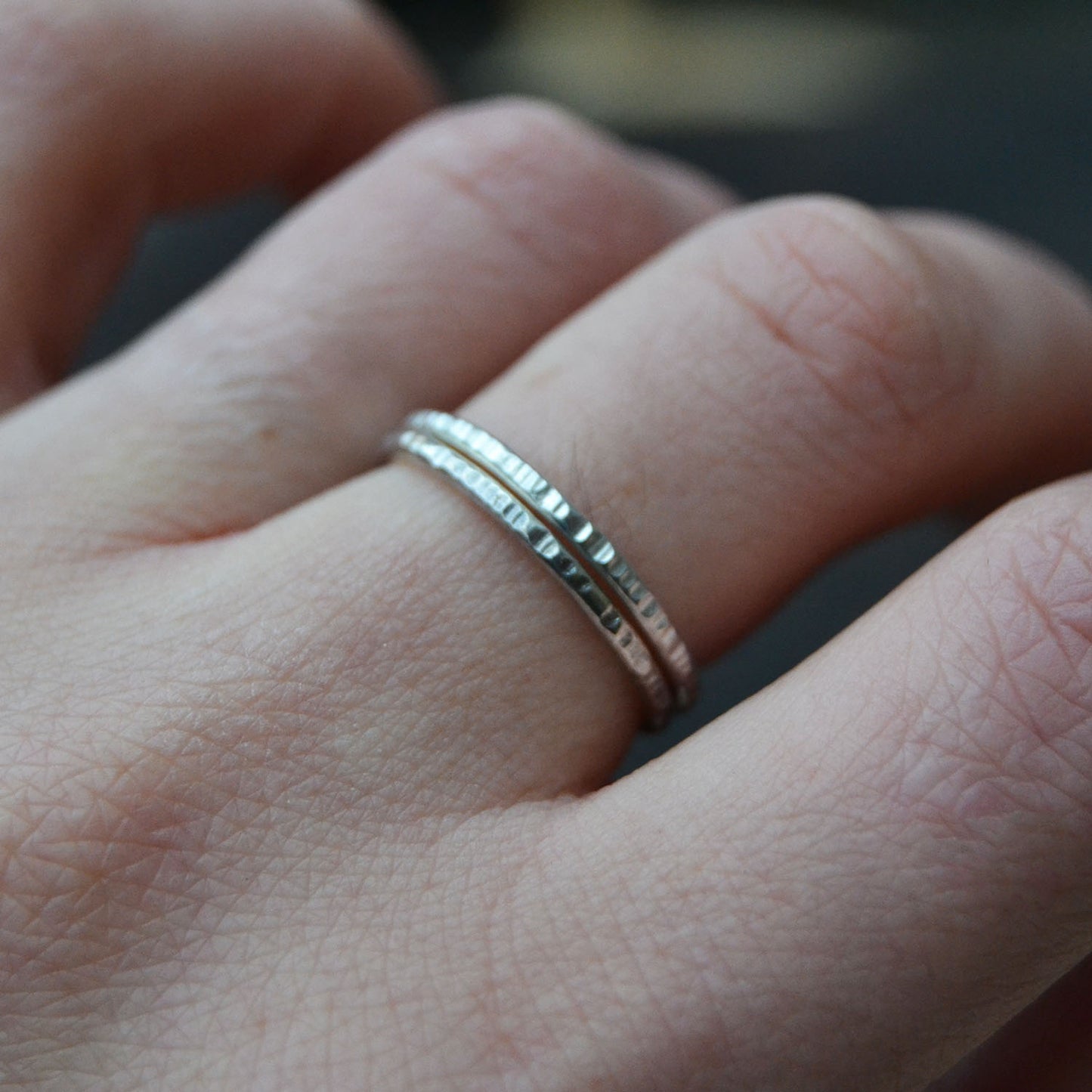 Textured Silver Stacking Rings