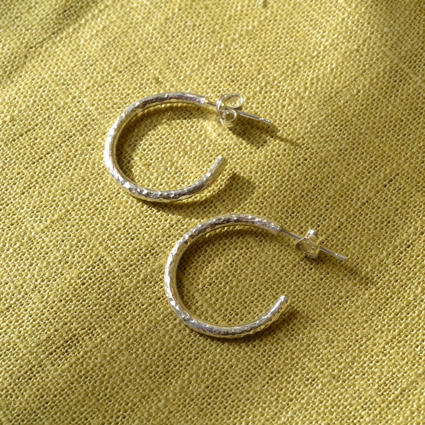 Textured Silver Hoop Earrings