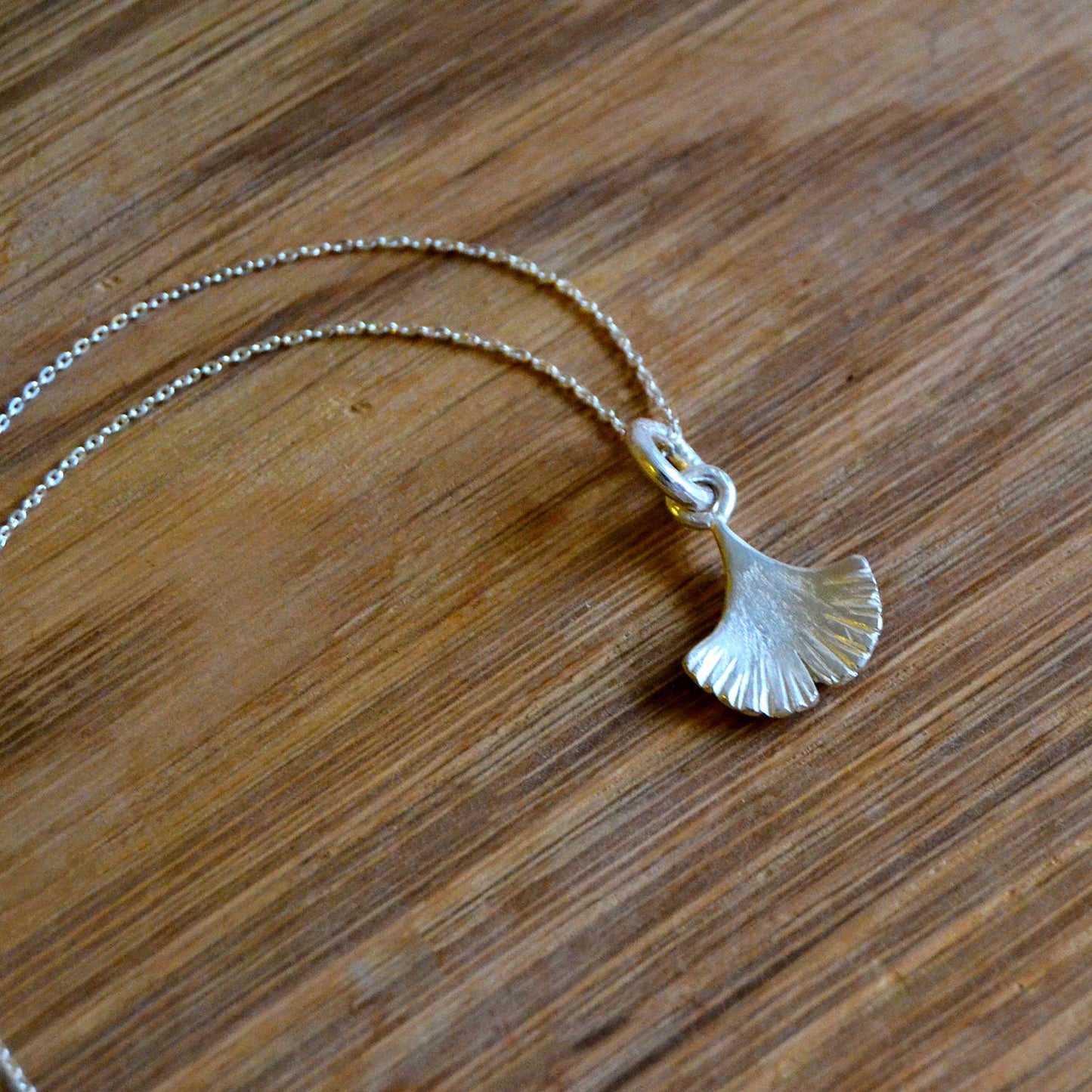 Mini Recycled Silver Ginkgo Pendant