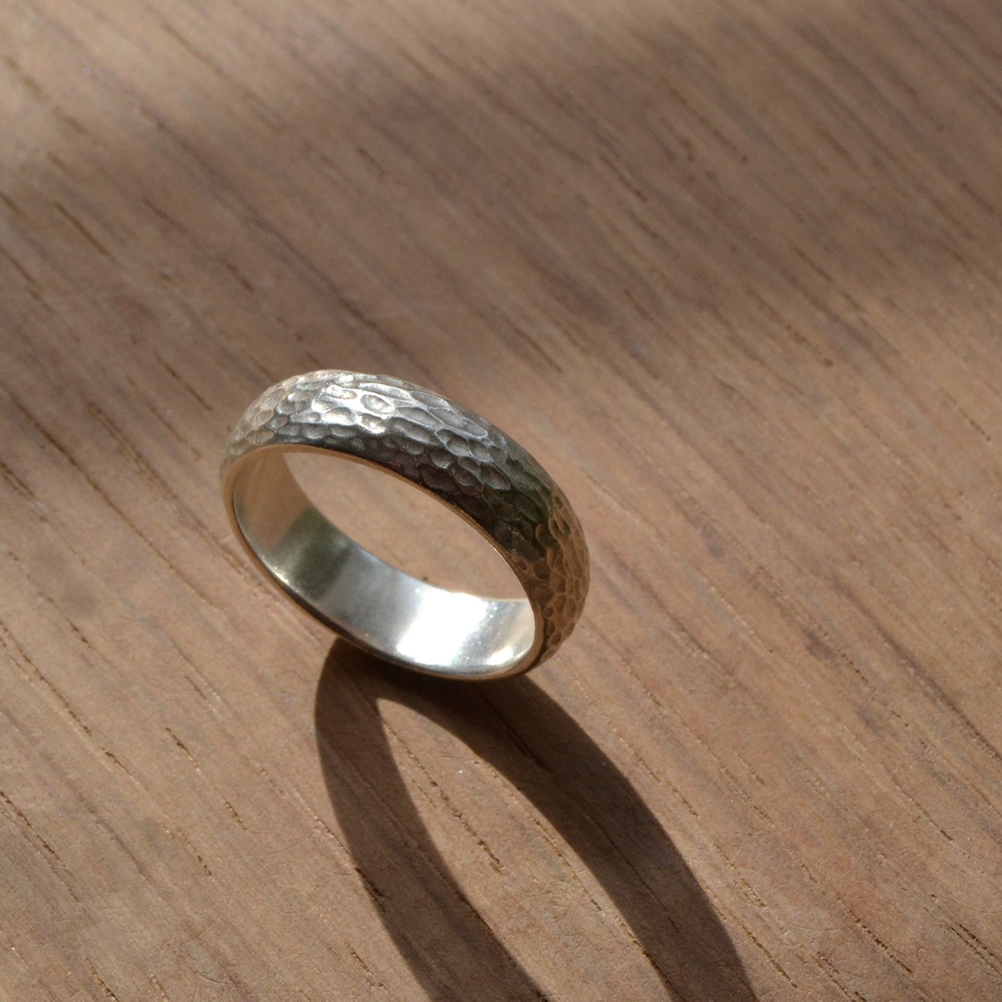 Bark Textured Silver Ring Band