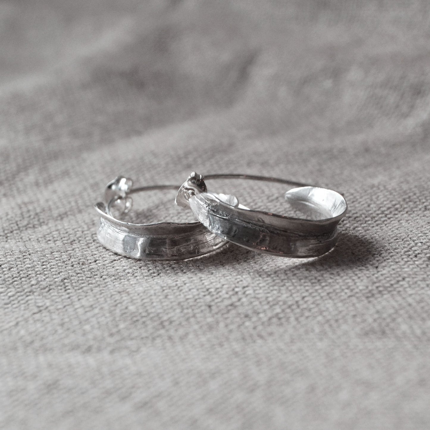 Curling Silver Leaf Hoops