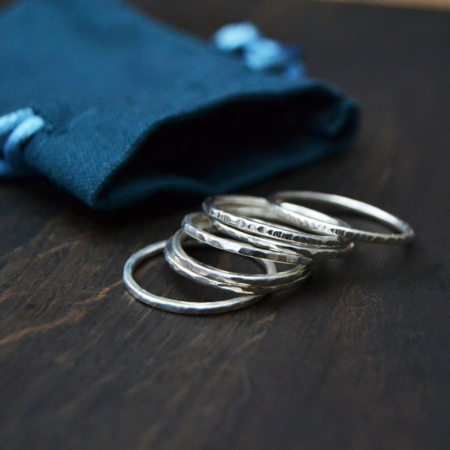 Textured Silver Stacking Rings