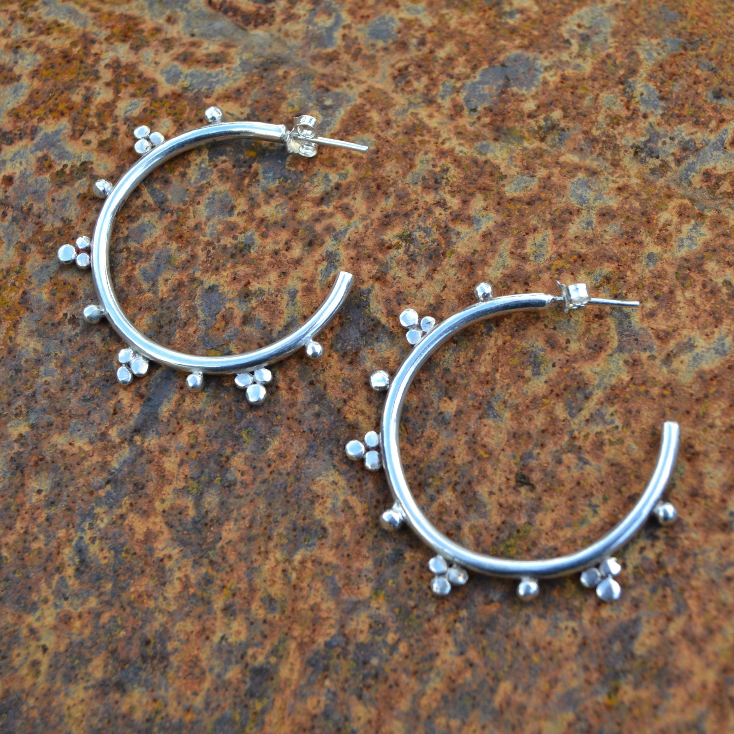 'Dots' Recycled Silver Stud Hoops